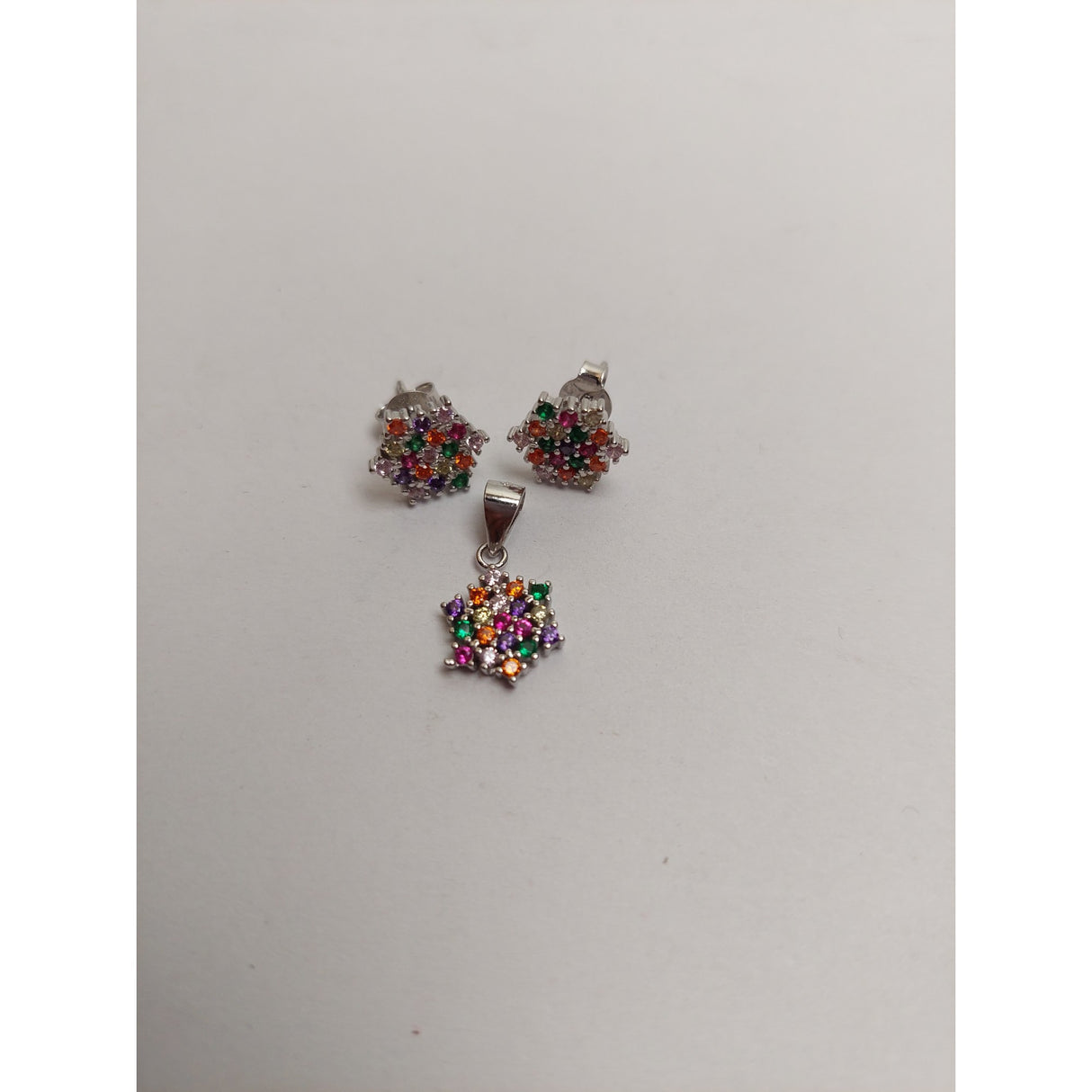 Set Argint 925 Fulg Colorat, Jolie Silver, 2.7g, 1.4 cm x 1 cm - vivimall.ro