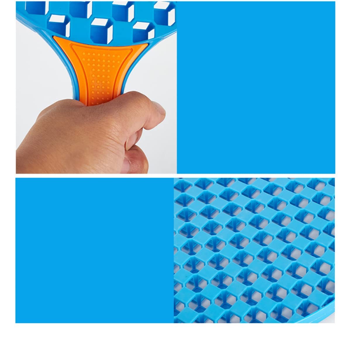 Set Badminton pentru Copii, Vivimall, 2 Palete, 3 Mingi, Pentru Joaca si Antrenament, Albastru Portocaliu - vivimall.ro