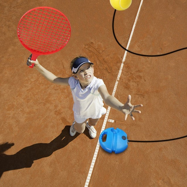 Set Badminton pentru Copii, Vivimall, Doua Palete, Fluturas, 2 Mingi, Minge cu Elastic pentru Antrenament, Suport de Prindere Stabil, 40.5x23 cm, Rosu Galben - vivimall.ro