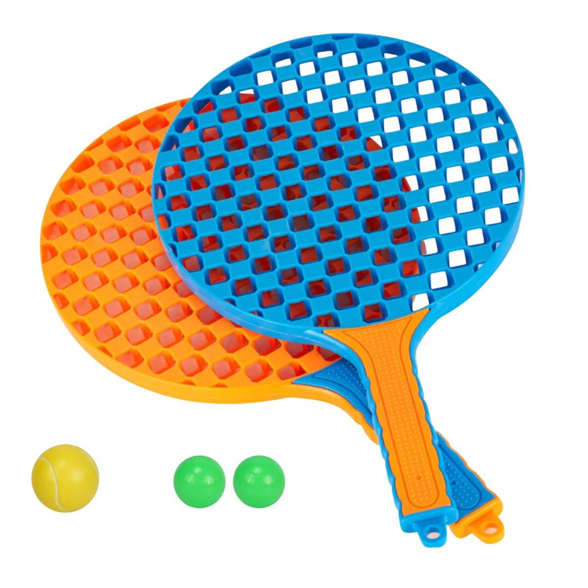 Set Badminton pentru Copii, Vivimall, 2 Palete, 3 Mingi, Pentru Joaca si Antrenament, Albastru Portocaliu - vivimall.ro