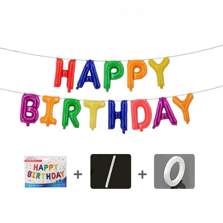 Set 13 Baloane Folie, Vivimall, Tip Ghirlanda, Model Happy Birthday, 40 cm, Multicolor - vivimall.ro