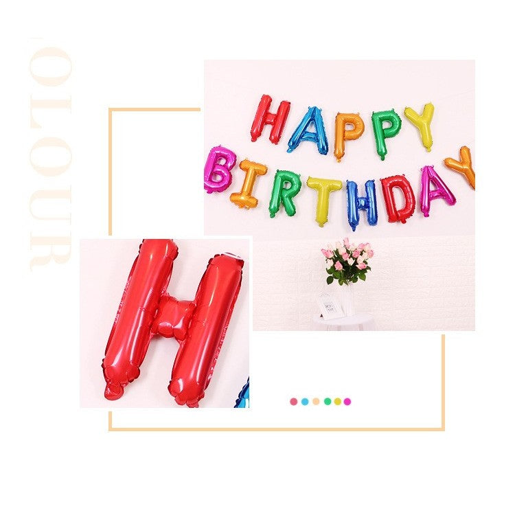 Set 13 Baloane Folie, Vivimall, Tip Ghirlanda, Model Happy Birthday, 40 cm, Multicolor - vivimall.ro