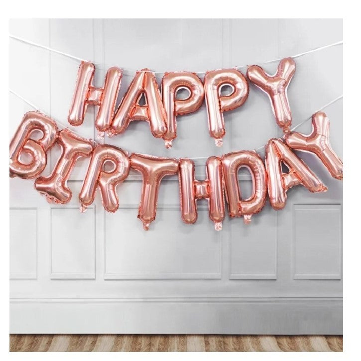 Set baloane folie Flippy, Happy Birthday, 40 cm, rose gold - vivimall.ro