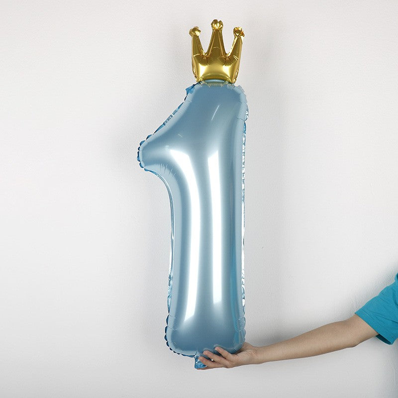 Set 8 Baloane din Folie Metalizată si din Latex, Vivimall, Figurine Cifra 1 Printesa 91cm, Stea 45 cm si Cerc 55 cm, Baloane Latex 30 cm, Tema Prima Aniversare, Ambalaj Individual, Pai Inclus, Umflare cu Aer sau Heliu, Albastru - vivimall.ro