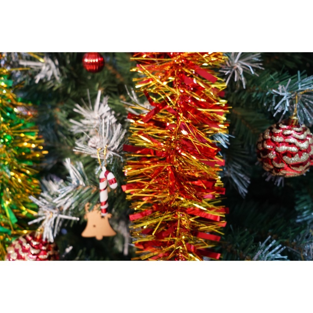 Set brad artificial de Craciun si elemente decorative, nins, decorat cu conuri pin, pentru interior/exterior, inaltime 210 cm, diametru 147 cm, 1150 ramuri, Flippy, verde, suport metalic inclus - vivimall.ro