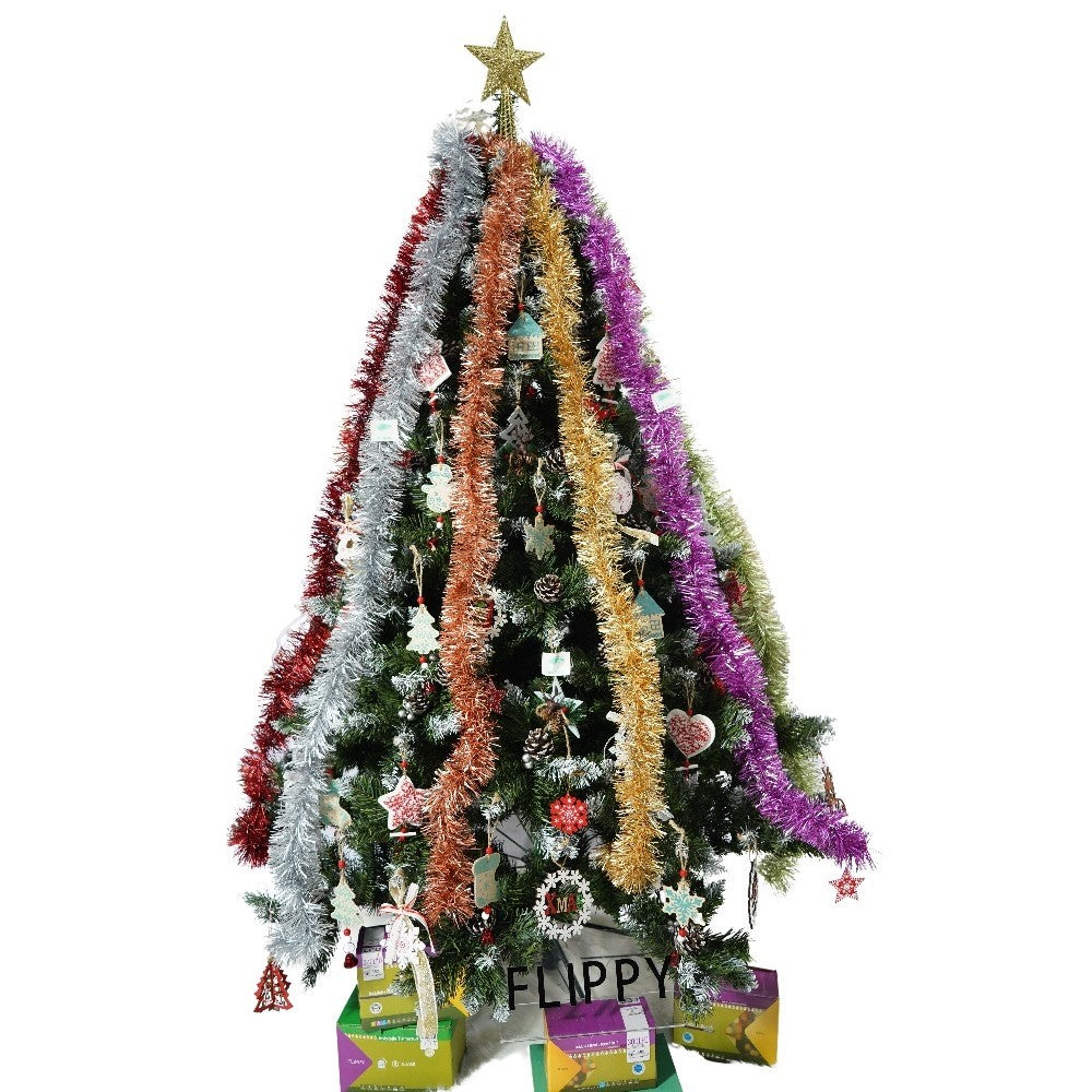 Set brad artificial de Craciun si elemente decorative, nins, decorat cu conuri pin, pentru perete/colt, inaltime 210 cm, diametru 149 cm, 1224 ramuri, Flippy, verde, suport metalic inclus - vivimall.ro