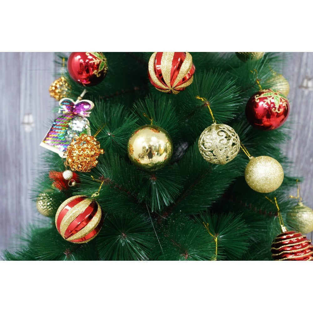 Set brad artificial de Craciun si elemente decorative tip pin, inaltime 210 cm, diametru 115 cm, 350 ramuri cu ace 3D 12 cm, Flippy, verde, suport metalic inclus - vivimall.ro