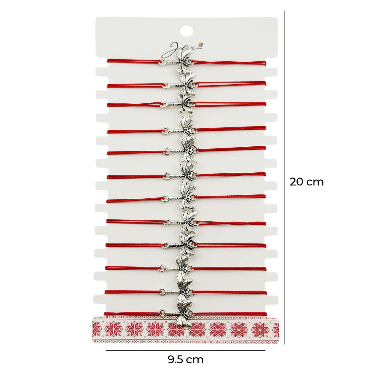 Martisor Bratara Elastica cu Pandantiv din Inox, Jolie, pentru Dama, Set 12 bucati, Snur Rosu Textil, Model Libelula - vivimall.ro