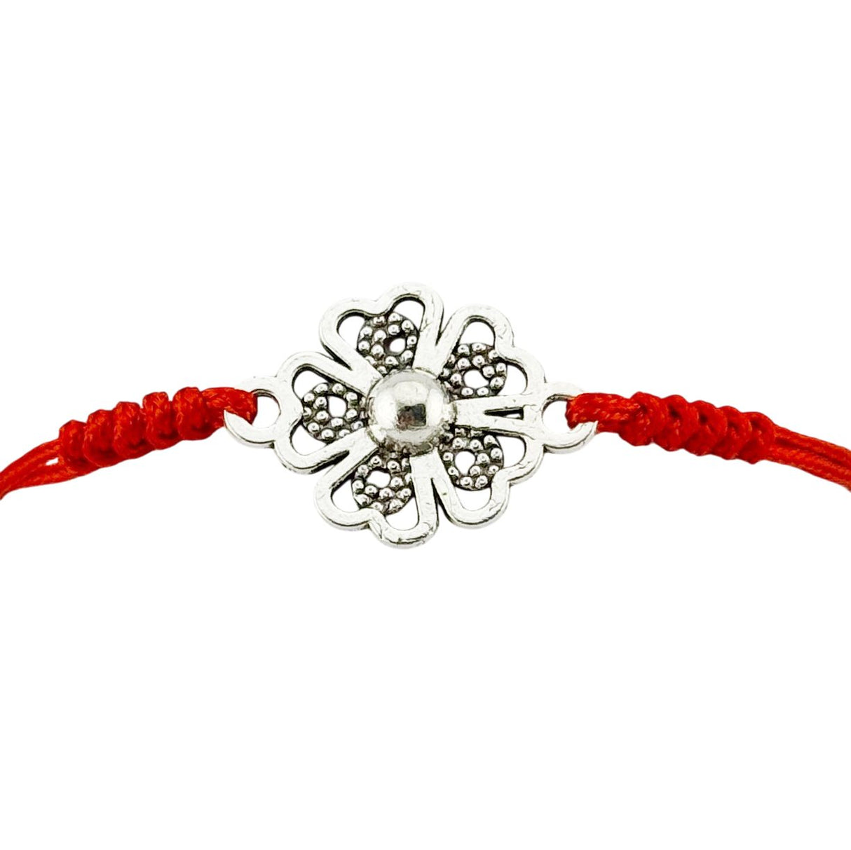 Martisor Bratara Impletita cu Pandantiv din Inox, Jolie, pentru Dama, Set 12 bucati, Snur Rosu Textil, Dimensiune Reglabila, Model Floare - vivimall.ro