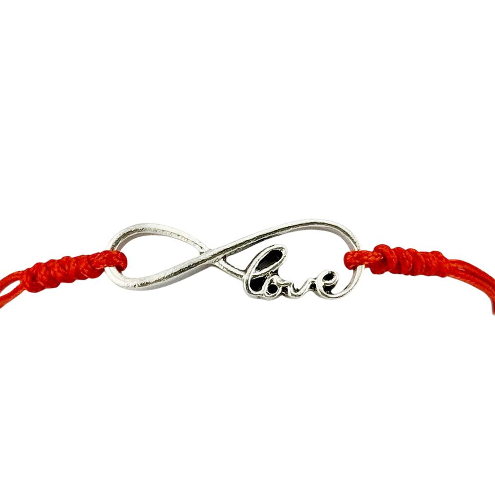 Martisor Bratara Impletita cu Pandantiv din Inox, Jolie, pentru Dama, Set 12 bucati, Snur Rosu Textil, Dimensiune Reglabila, Model Love Infinit - vivimall.ro
