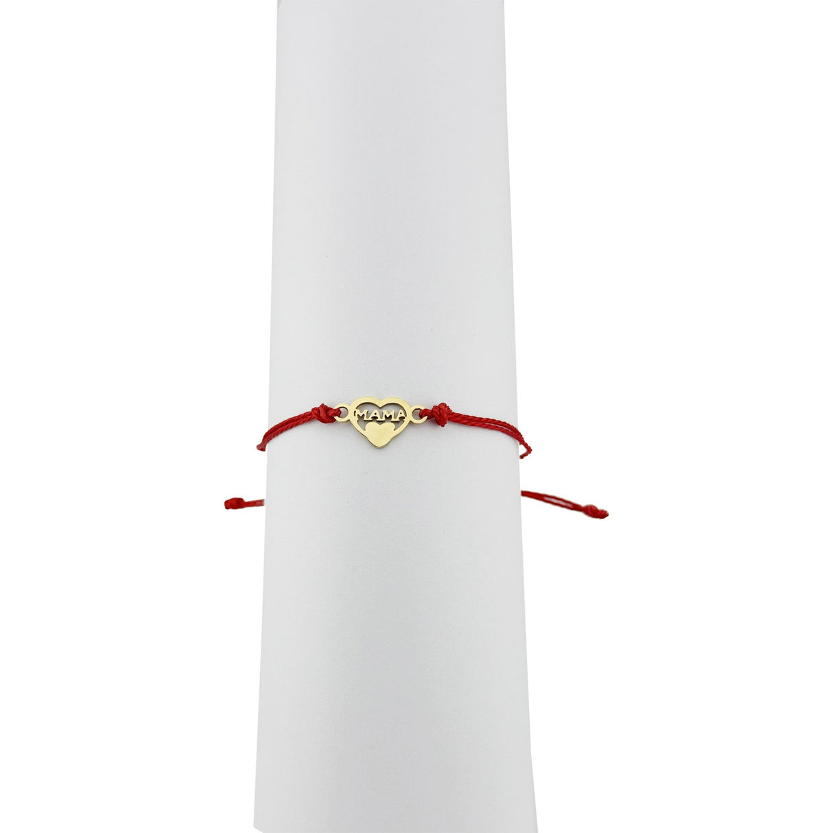 Bratara Martisor pentru Dama, Jolie, Model Inima Mama, Set 12 bucati, Pandativ din Inox Auriu, Snur Ajustabil Impletit, Rosu - vivimall.ro