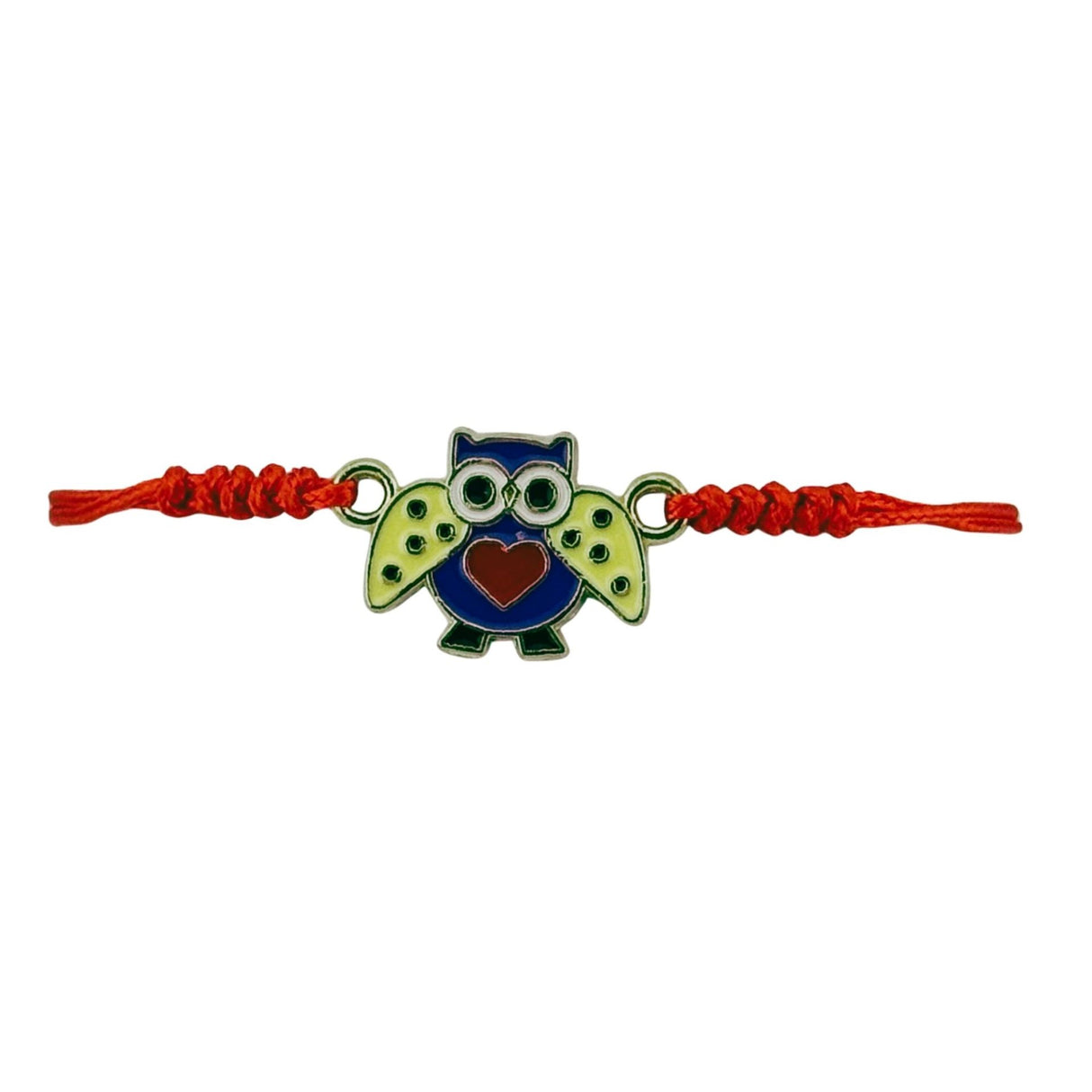 Martisor Bratara pentru Dama si Copii, Jolie, Model Bufnita Inteleapta cu Inimioara, Set 12 bucati, Pandantiv Emailat, Snur Reglabil, Rosu/Multicolor - vivimall.ro