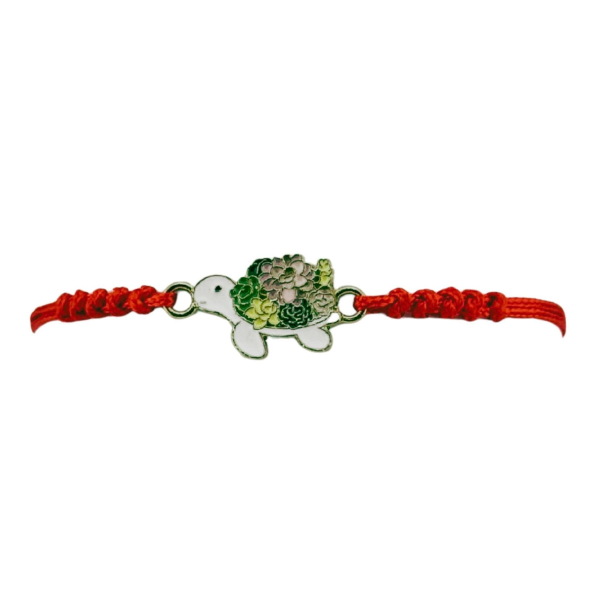 Martisor Bratara pentru Dama si Copii, Jolie, Model Broscuta Testoasa cu Carapace Florala, Set 12 bucati, Pandantiv Emailat, Snur Reglabil, Rosu/Verde - vivimall.ro