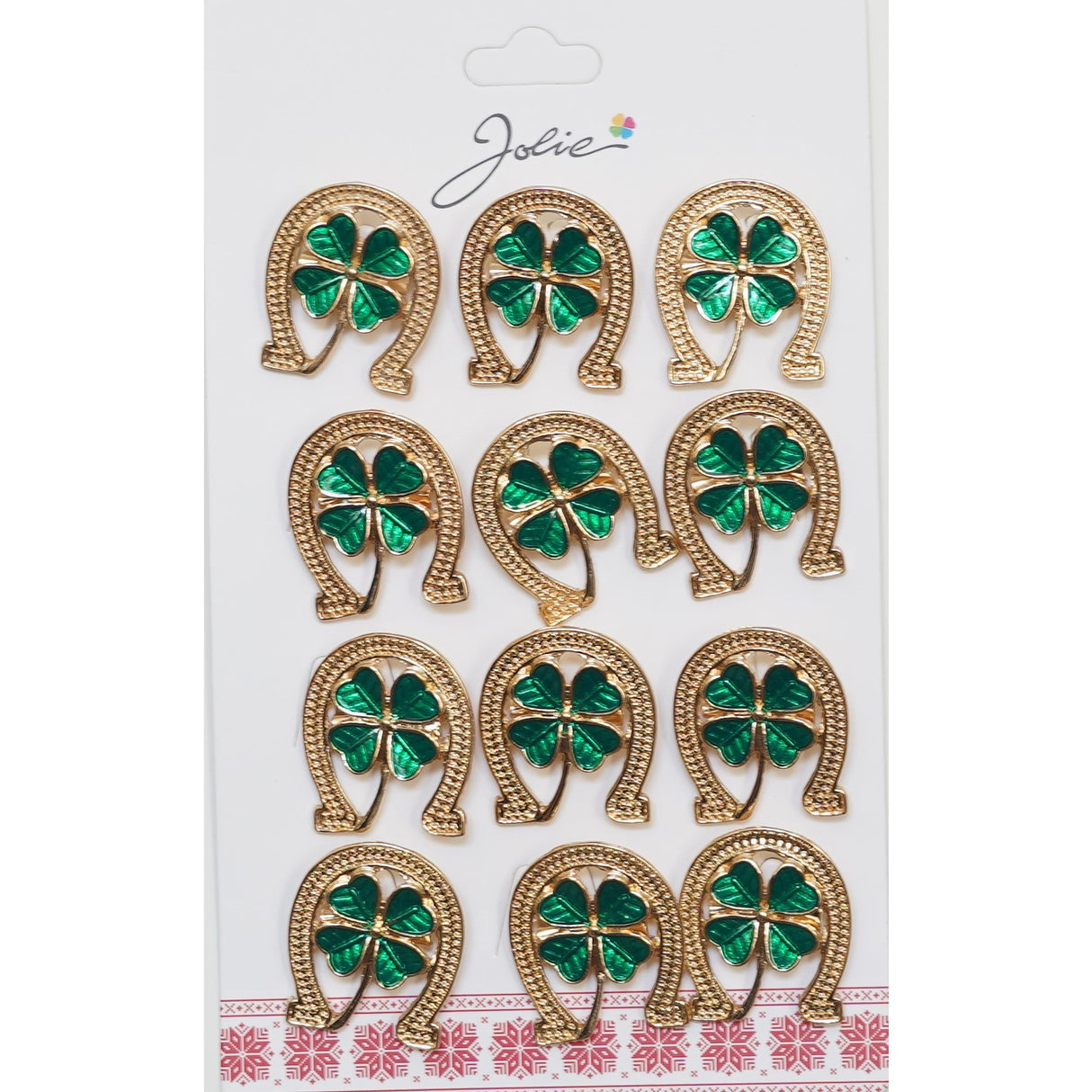 Set 12 Brose Martisor Primavara Potcoava cu Trifoi in Centru - vivimall.ro