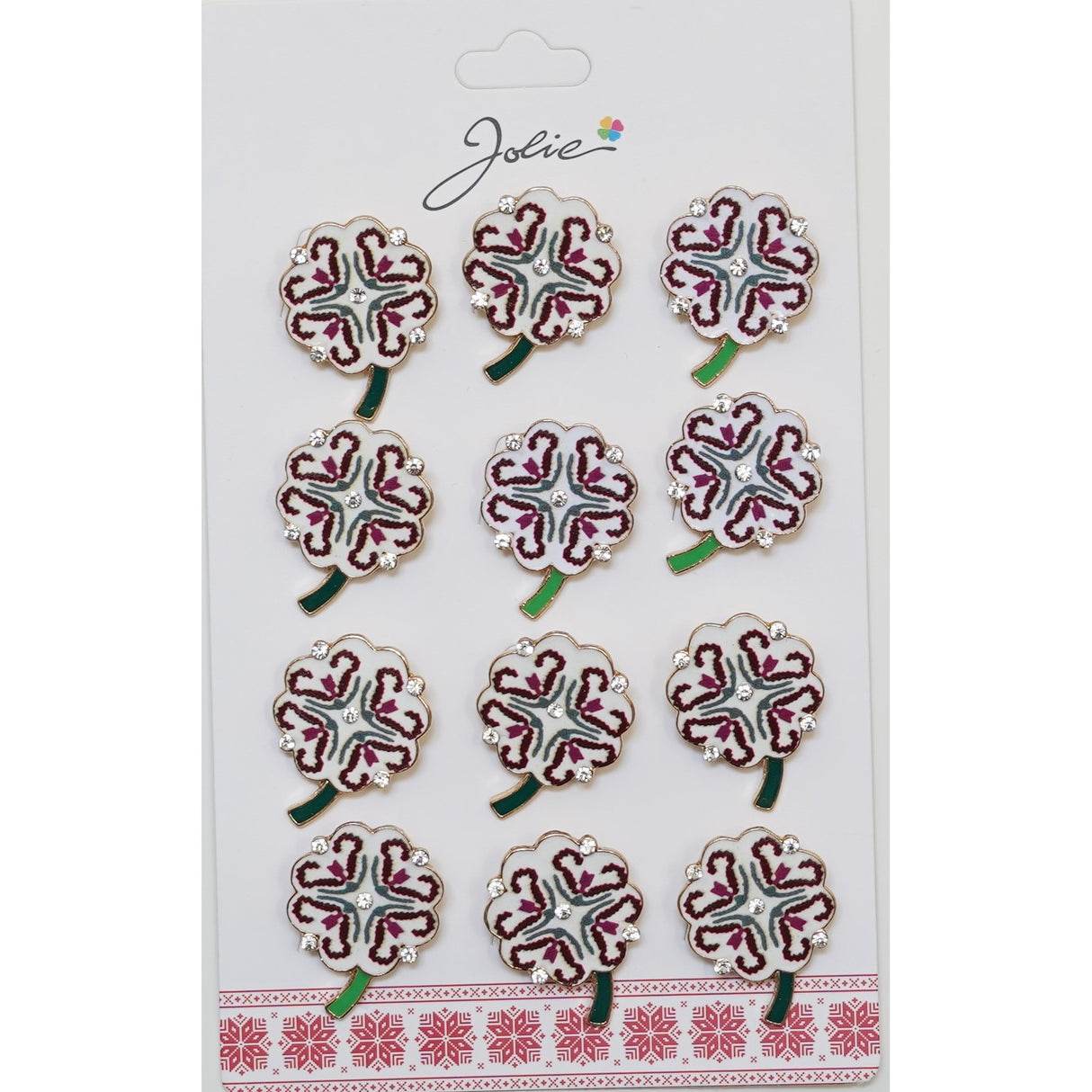 Set 12 Brose Martisor Primavara Trifoi cu Motiv Traditional - vivimall.ro