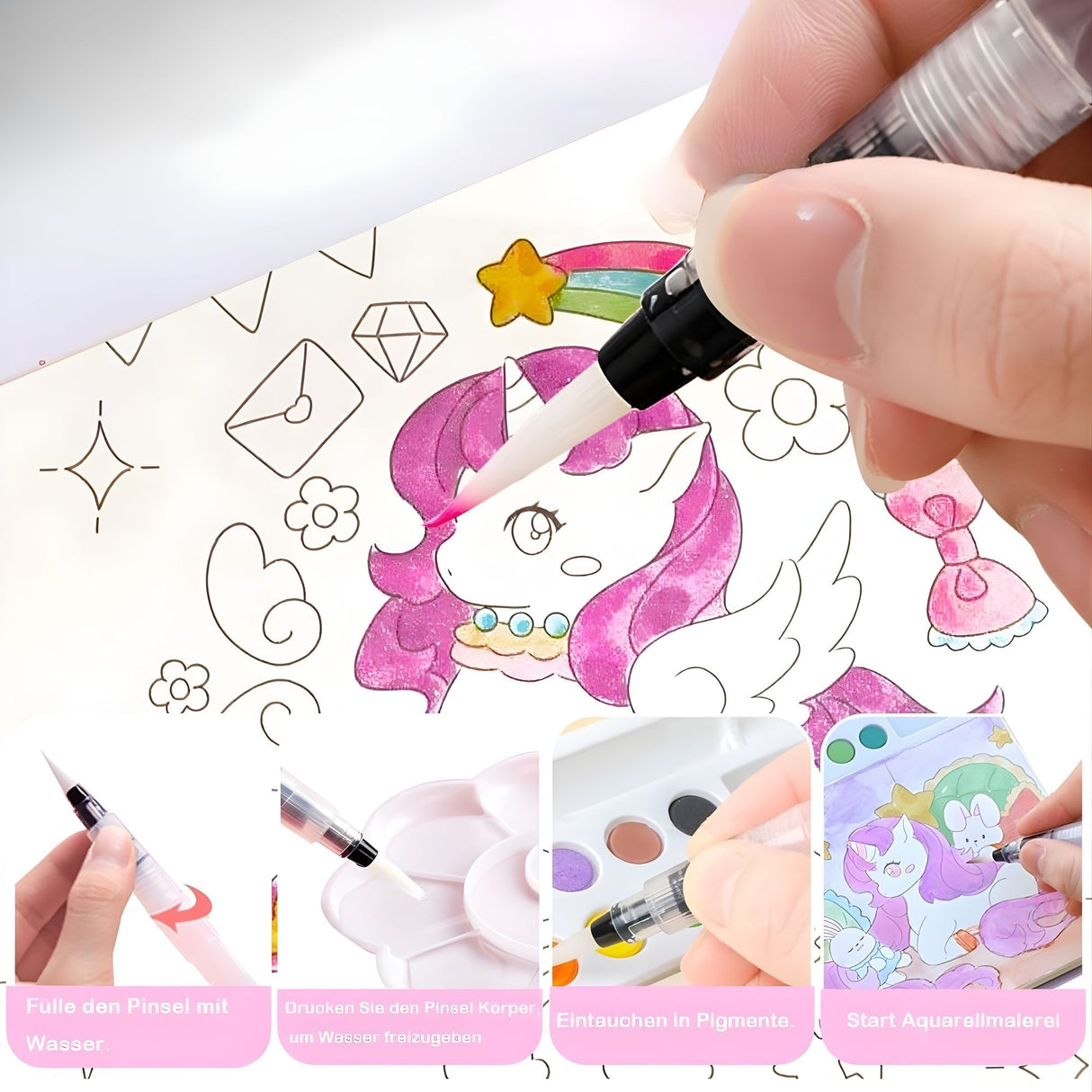 Detaliu foi carton 200 gsm din cartea de colorat Flippy Unicorn, textura alba si gri