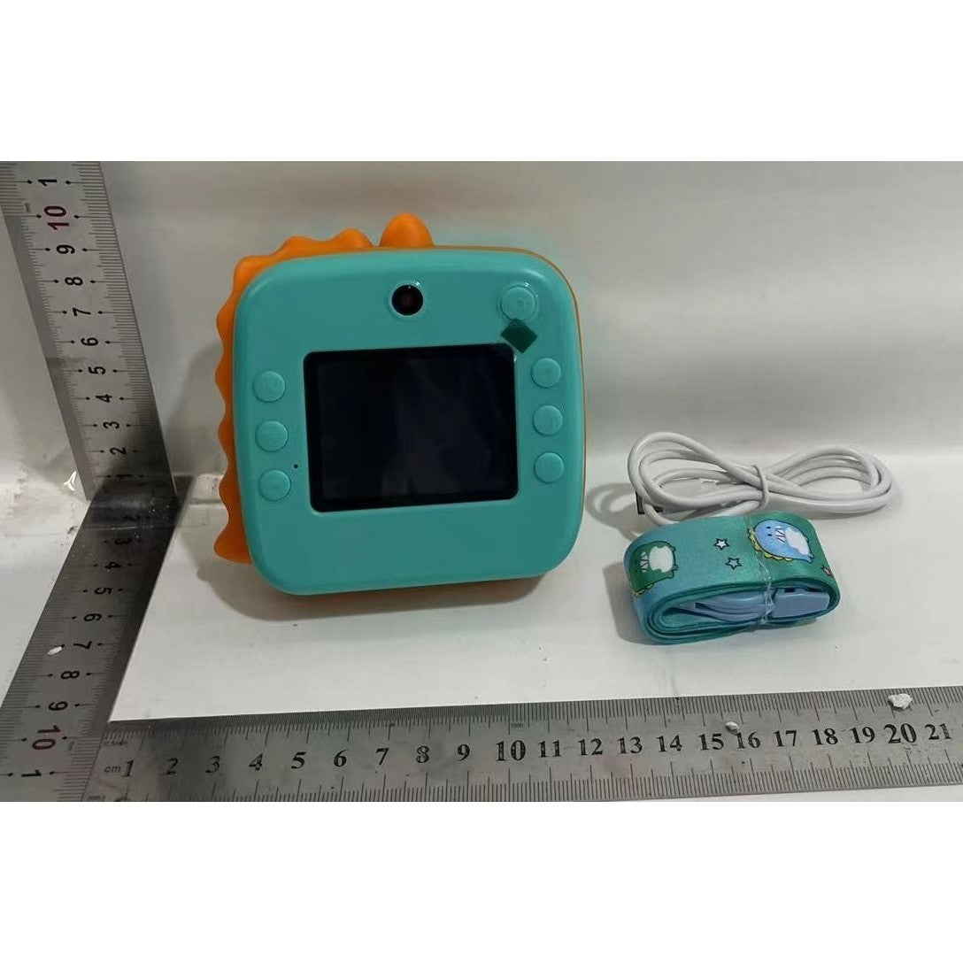 Set Camera Instantanee pentru Copii, Vivimall, Ecran HD 2.4'', 24MP, 1200 mAh, cu Functie de Printare Alb-Negru, cablu USB-C, Bluetooth, Compatibil iOS/Android, Model Dinozaur, Turcoaz - vivimall.ro