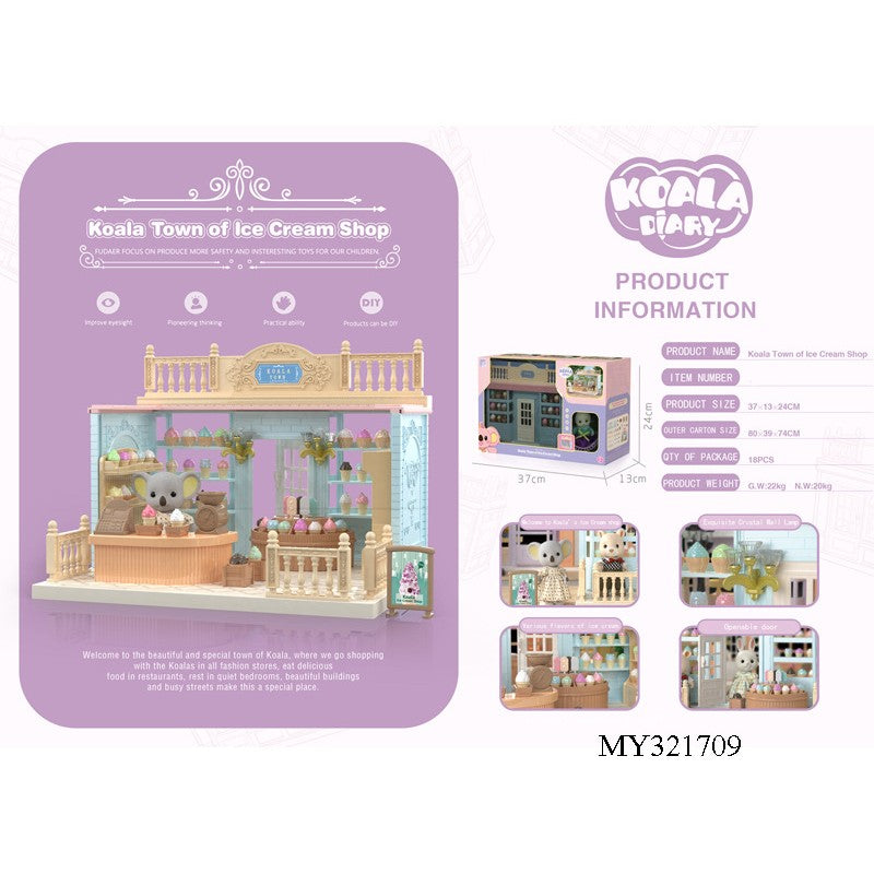 Set Casa de papusi, magazin de inghetata, cu mobilier si figurine, Vivimall - vivimall.ro