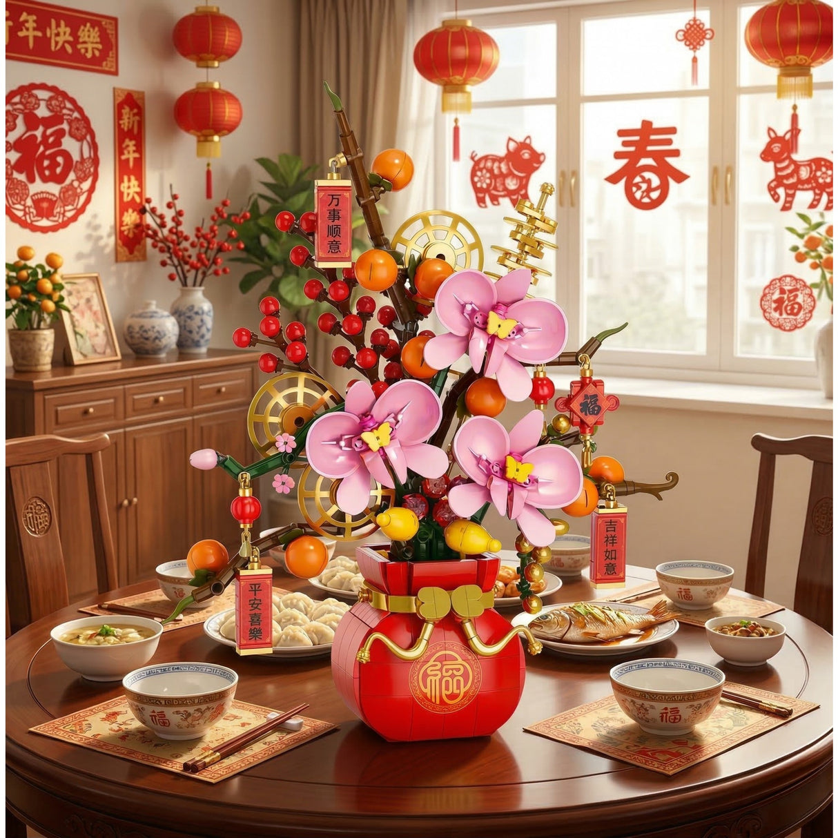 Set de Constructie, Flippy, Vaza Decorativa cu Flori, 818 piese, 6+ ani, Planta Artificiala, Decor Floral Elegant, Idee de Cadou pentru Femei, Cadou pentru Iubita si Pasionatii de Jocuri de Constructie Creativa