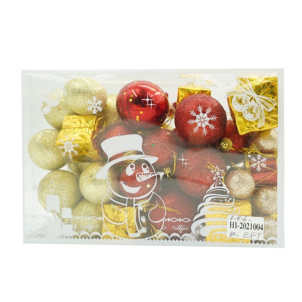 Set de 45 ornamente de brad, Vivimall, de tip Glob, , din polistiren, cu finisaj sclipitor , cutie 8 cm adancime x 24 cm lungime x 16 cm inaltime - vivimall.ro