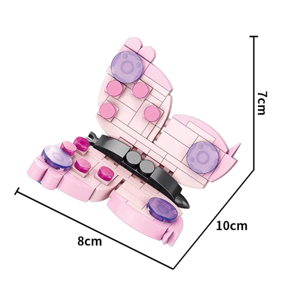 Set de Constructie, Flippy, Model Fluture, Lumea Insectelor Mini, 115 Piese, Model 3D, Jucarie Educativa STEM, +6 Ani, Plastic ABS, 11 x 7 x 7 cm, Roz - vivimall.ro
