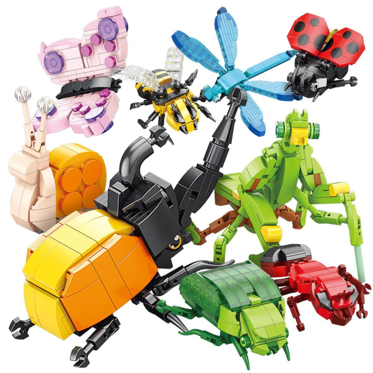 Set de Constructie, Flippy, Model Libelula, Lumea Insectelor Mini, 117 Piese, Model 3D, Jucarie Educativa STEM, +6 Ani, Plastic ABS, 11 x 7 x 7 cm, Albastru - vivimall.ro