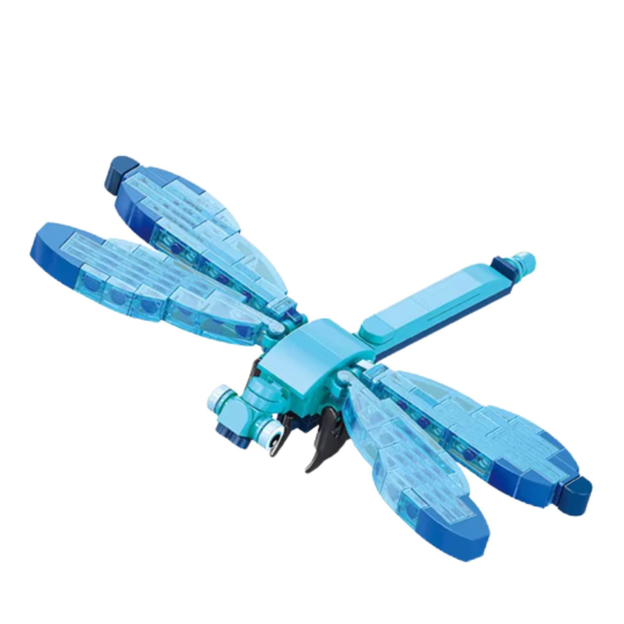 Set de Constructie, Flippy, Model Libelula, Lumea Insectelor Mini, 117 Piese, Model 3D, Jucarie Educativa STEM, +6 Ani, Plastic ABS, 11 x 7 x 7 cm, Albastru - vivimall.ro