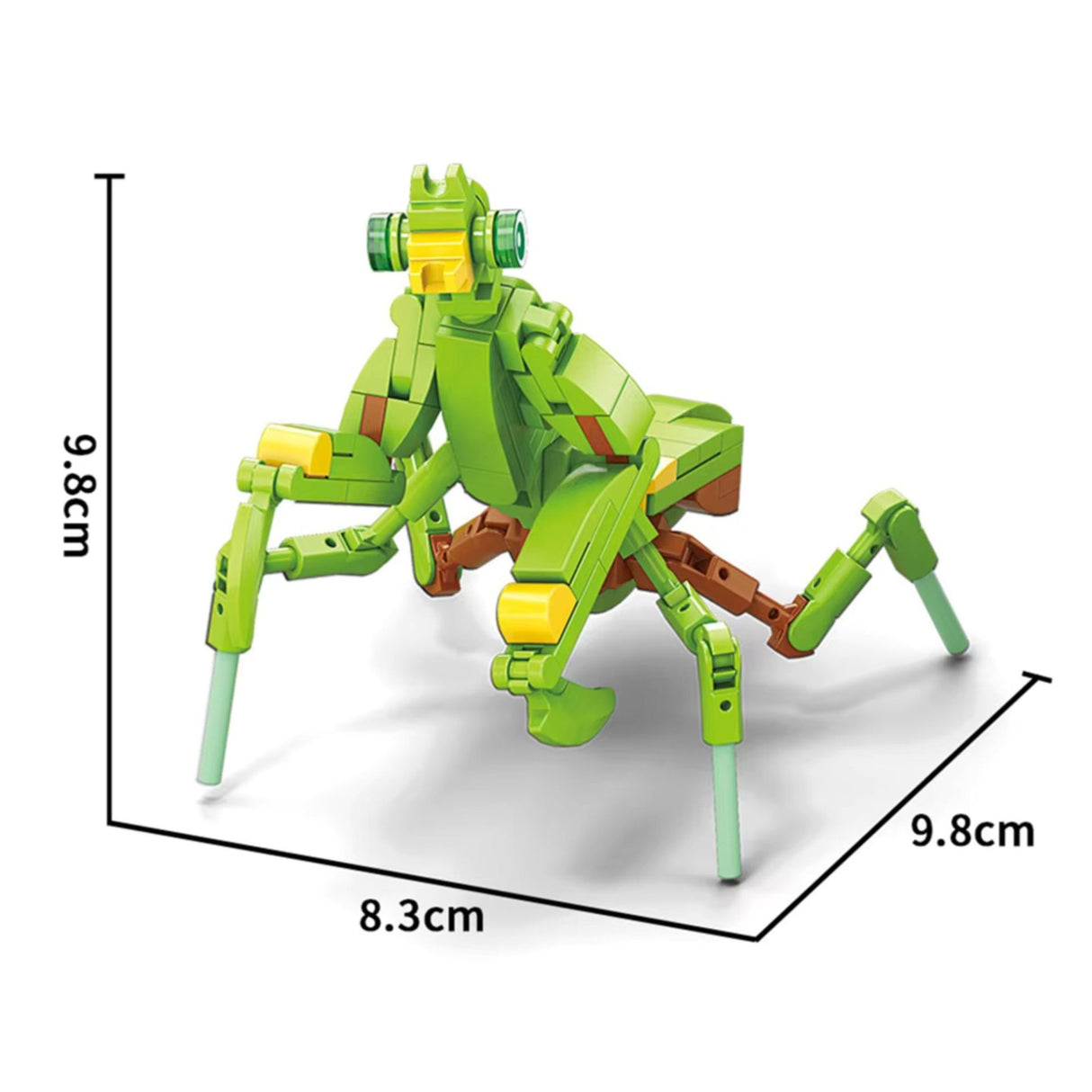 Set de Constructie, Flippy, Model Mantis, Lumea Insectelor Mini, 109 Piese, Model 3D, Jucarie Educativa STEM, +6 Ani, Plastic ABS, 11 x 7 x 7 cm, Verde Deschis - vivimall.ro