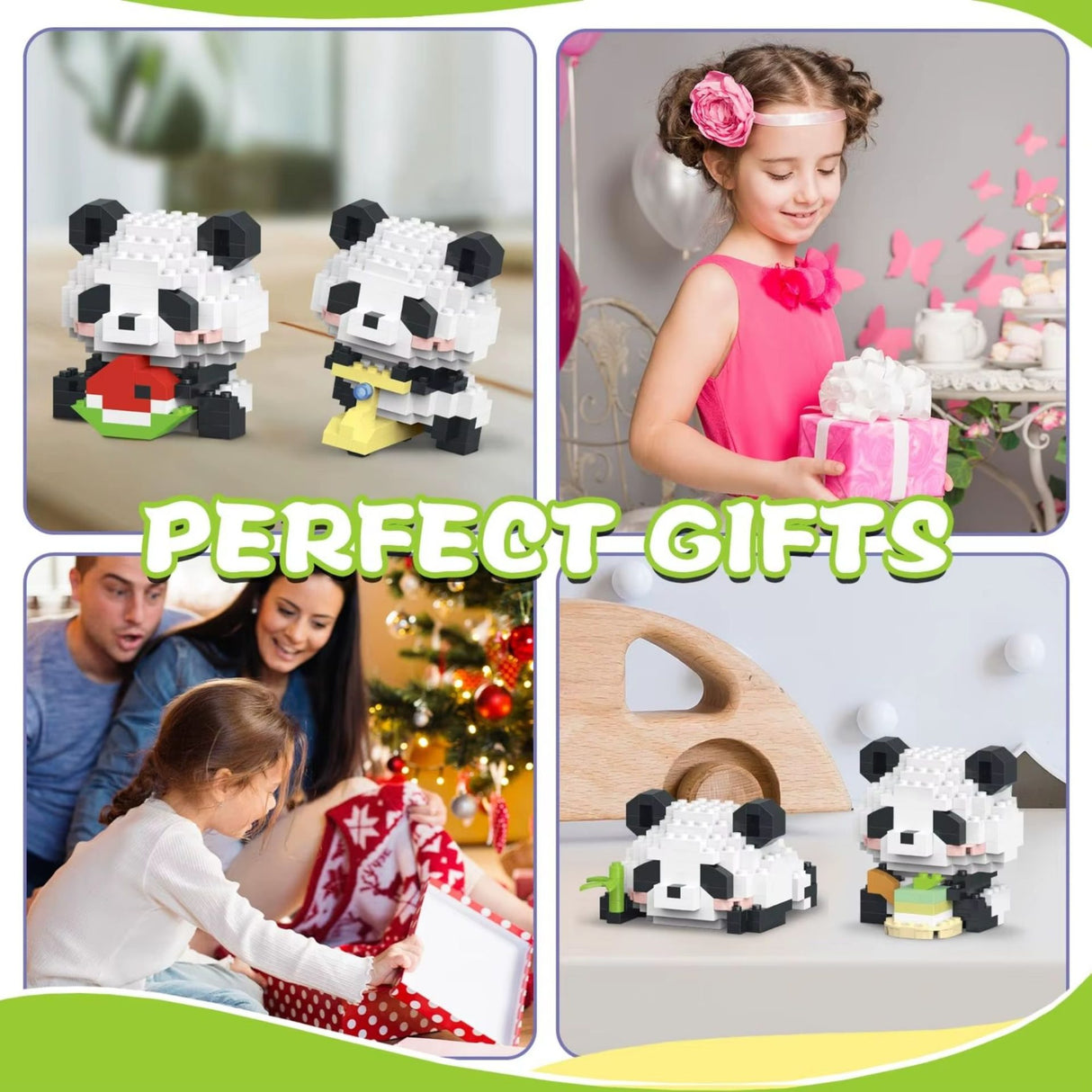 Set de Constructie, Flippy, Model Panda cu Bambus, 159 Piese, Model 3D, Jucarie Educativa STEM, +6 Ani, Plastic ABS, 7.8 x 4.1 x 11.3 cm, Mov - vivimall.ro
