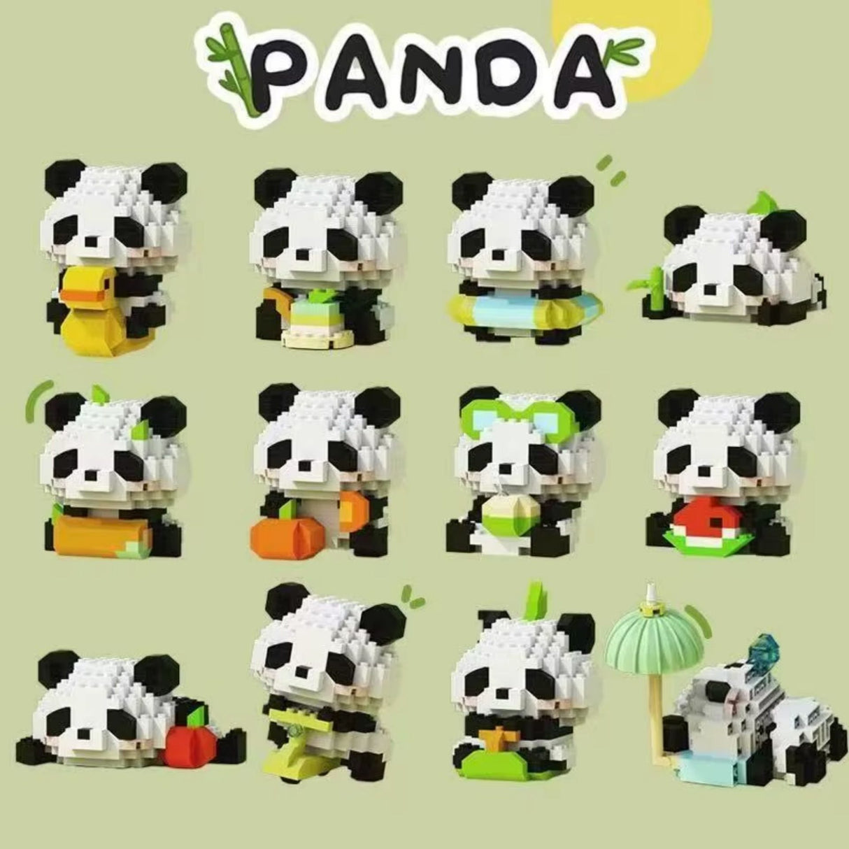 Set de Constructie, Flippy, Model Panda cu Bambus, 159 Piese, Model 3D, Jucarie Educativa STEM, +6 Ani, Plastic ABS, 7.8 x 4.1 x 11.3 cm, Mov - vivimall.ro