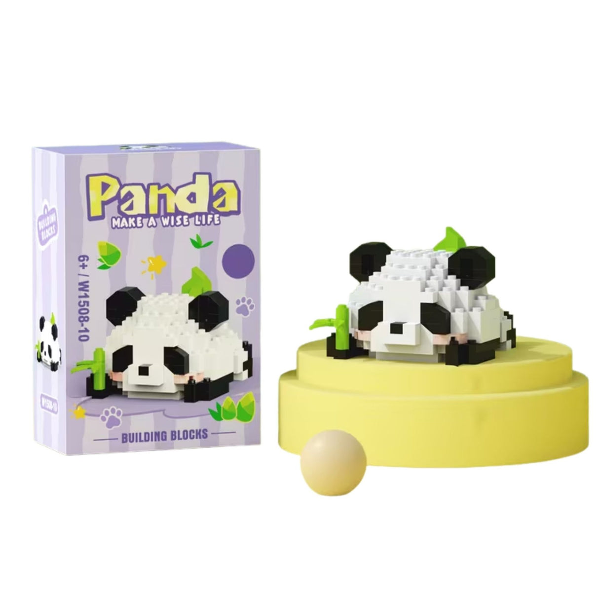 Set de Constructie, Flippy, Model Panda cu Bambus, 159 Piese, Model 3D, Jucarie Educativa STEM, +6 Ani, Plastic ABS, 7.8 x 4.1 x 11.3 cm, Mov - vivimall.ro