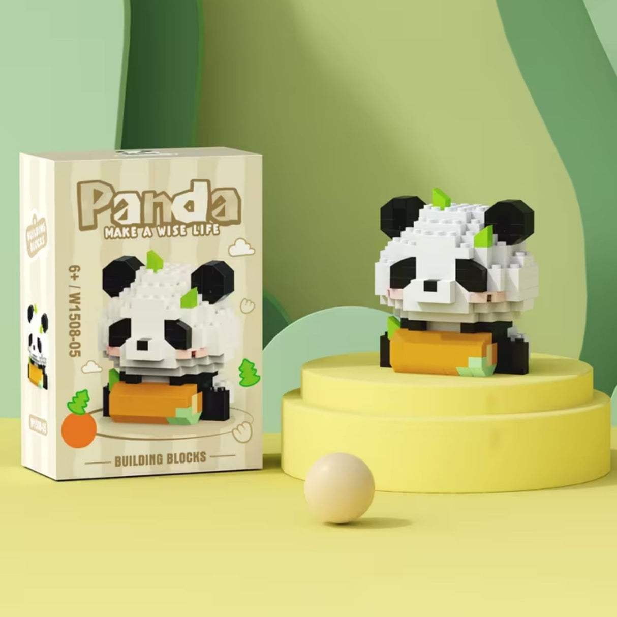 Set de Constructie, Flippy, Model Panda cu Lemn, 167 Piese, Model 3D, Jucarie Educativa STEM, +6 Ani, Plastic ABS, 7.8 x 4.1 x 11.3 cm, Bej - vivimall.ro