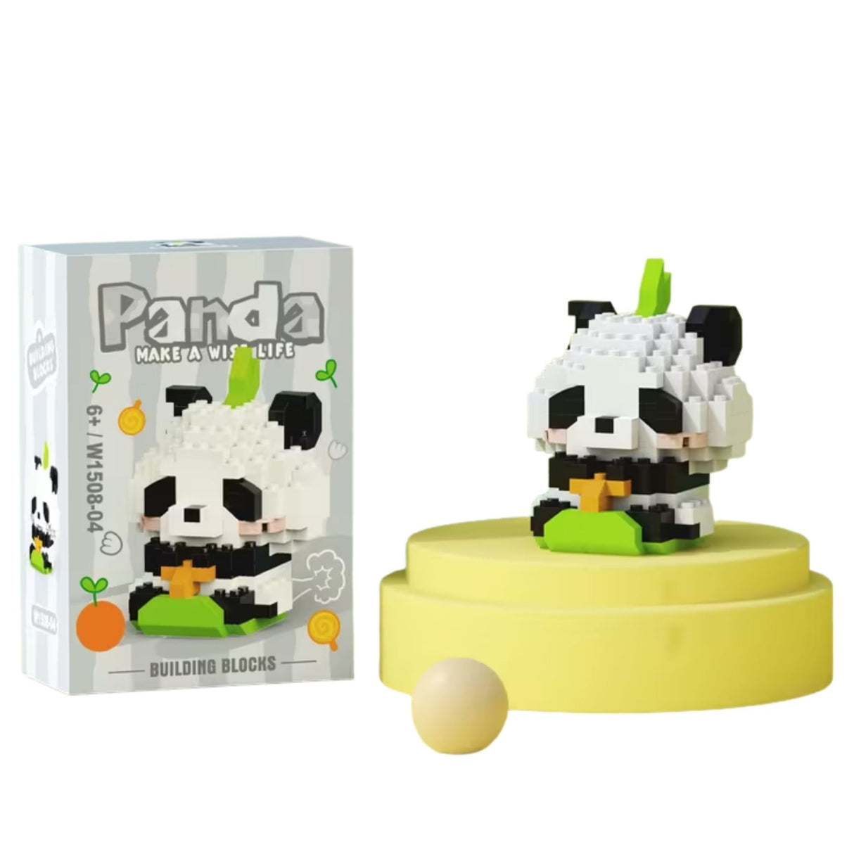 Set de Constructie, Flippy, Model Panda in Iarba, 161 Piese, Model 3D, Jucarie Educativa STEM, +6 Ani, Plastic ABS, 7.8 x 4.1 x 11.3 cm, Gri - vivimall.ro