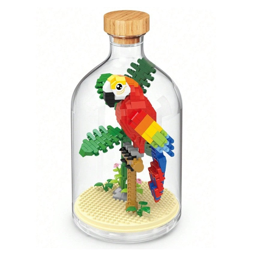 Set de Construit in Sticla, Vivimall, 483 Piese, din Plastic, +14 Ani, 10 x 19.6 cm, Model Papagal, Multicolor - vivimall.ro