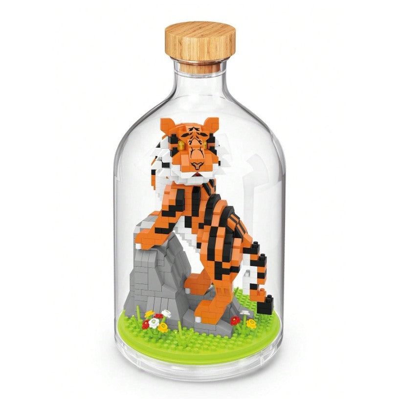 Set de Construit in Sticla, Flippy, 704 Piese, din Plastic, +14 Ani, 10 x 19.6 cm, Model Tigru, Multicolor - vivimall.ro