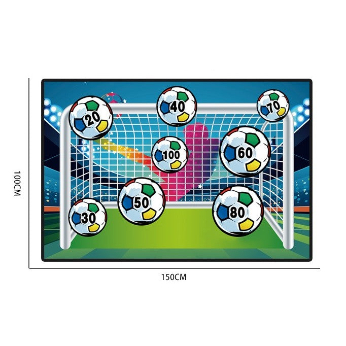 Set fotbal copii Vivimall cu poartă din flanel și minge cu scai, vedere laterală și detaliu structură