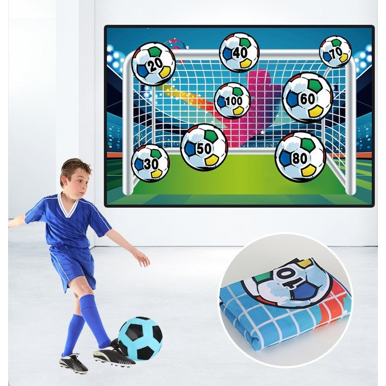 Minge cu scai inclusă în setul de fotbal Vivimall, detaliu material flanel multicolor