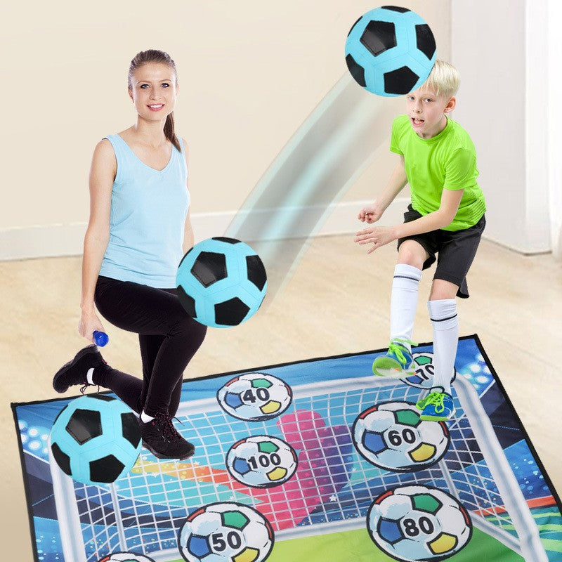 Set fotbal Vivimall utilizat în interior, copil jucând cu mingea cu scai la poarta 150x100 cm