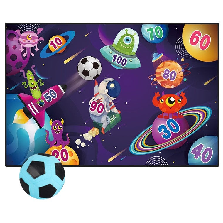 Poartă fotbal copii Vivimall model Extraterestrii, 150x100 cm, material flanel, vedere frontală completă