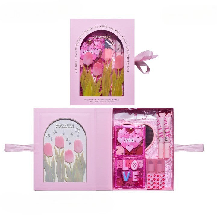 Set De Machiaj, Kevin & Coco, 22 Culori, Model Lalele, 2 Palete De Farduri, 2 Lip Gloss-Uri, 2 Lip Stick-Uri, 1 Oglinda Inimioara, 15.7 X 21 X 4 Cm, Multicolor - vivimall.ro