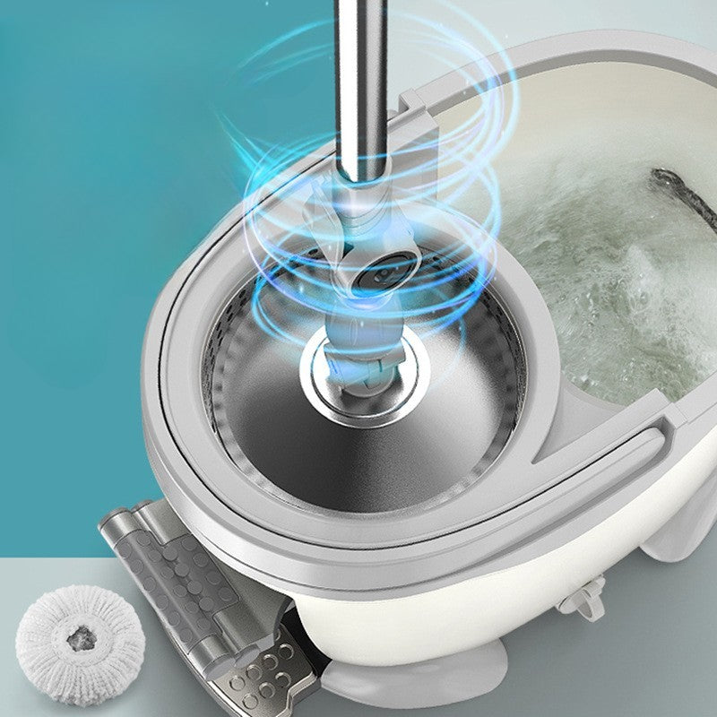 Set Galeata cu Pedala si Mop Rotativ 360°, Vivimall, Cu Actiune Centrifuga x4, Pentru Uz Casnic, Maner din Otel Inoxidabil Telescopic, 2 Capte din Bumbac, 46x30x28 cm, Verde Matcha - vivimall.ro