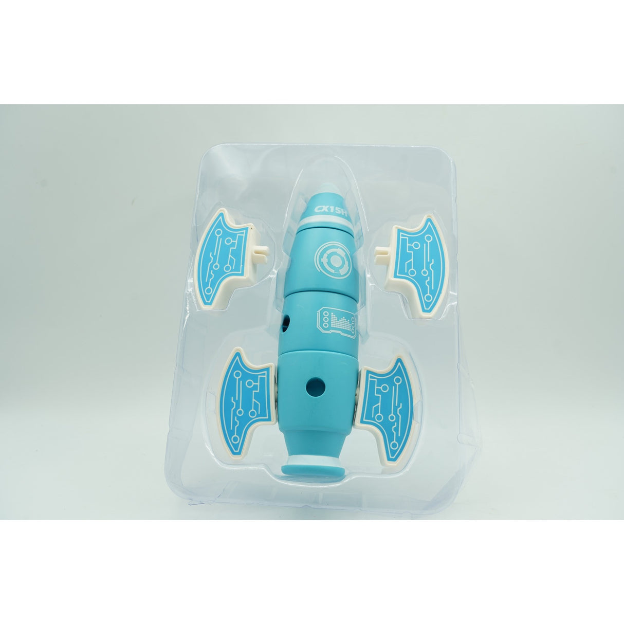 Set inteligent de blocuri magnetice pentru copii, 8 piese, cutie depozitare, racheta, albastru - vivimall.ro