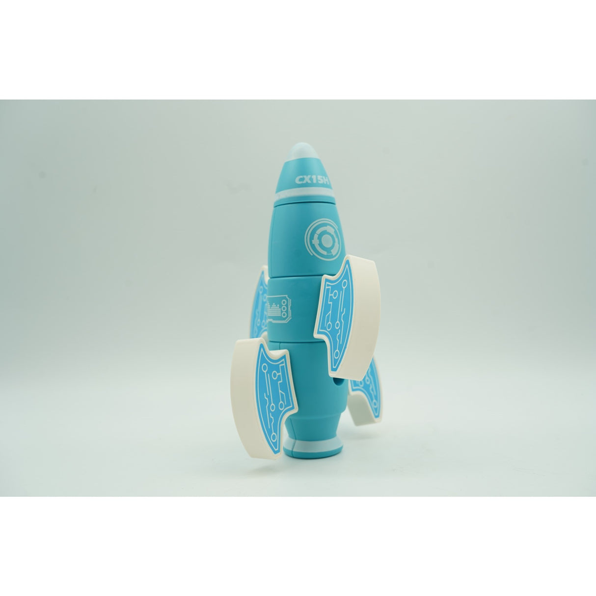 Set inteligent de blocuri magnetice pentru copii, 8 piese, cutie depozitare, racheta, albastru - vivimall.ro