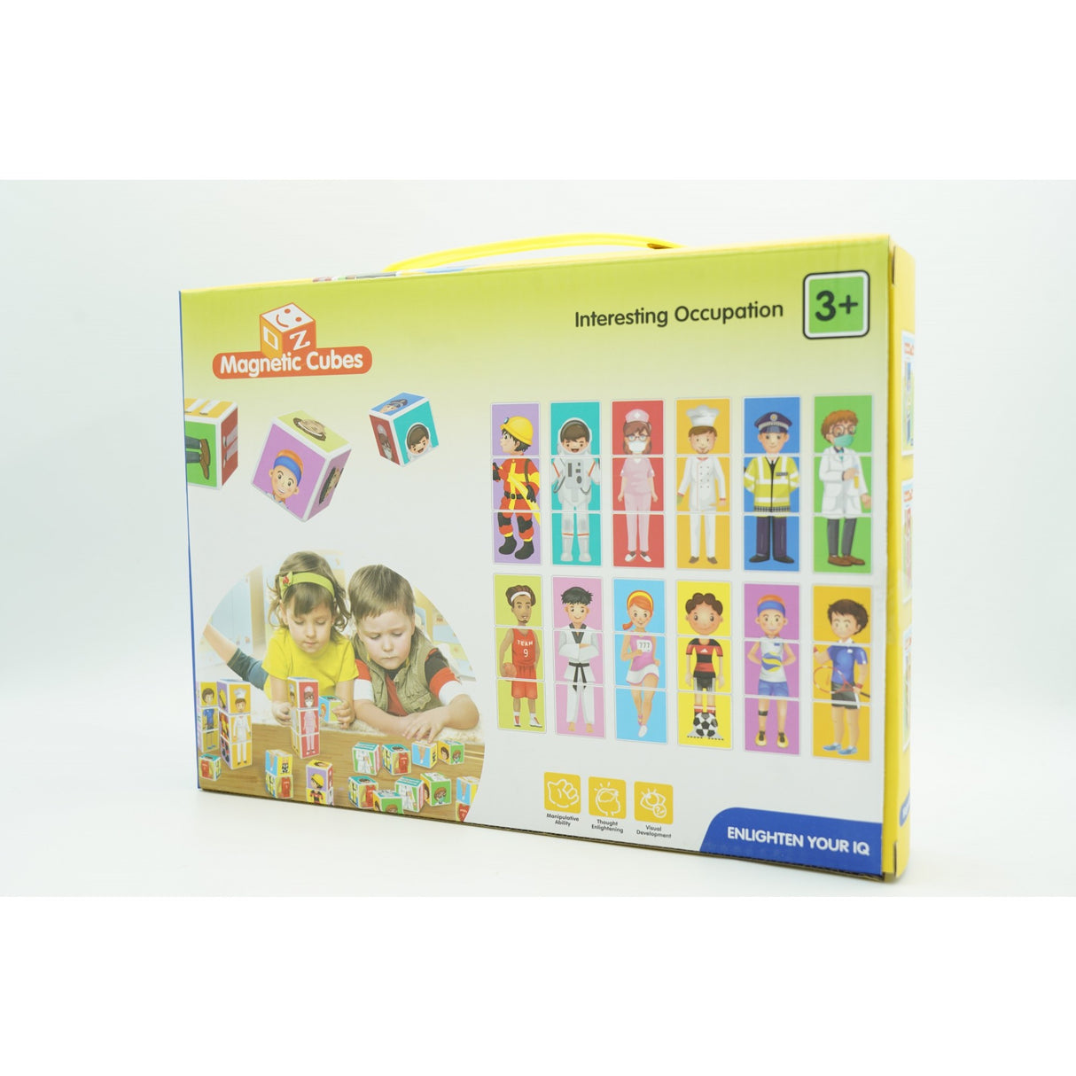 Set inteligent de cuburi magnetice pentru copii, 6 piese, cutie depozitare, puzzle joburi, +3 ani, multicolor - vivimall.ro