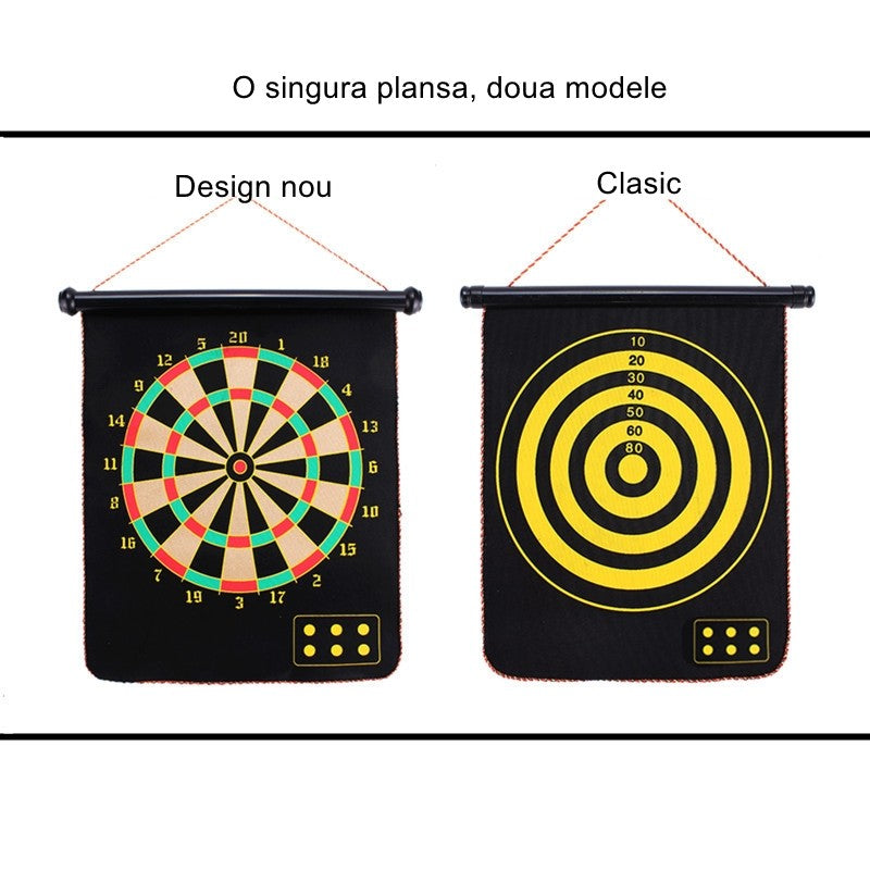 A doua față a tablei de darts magnetică cu schemă de punctaj alternativă, design multicolor