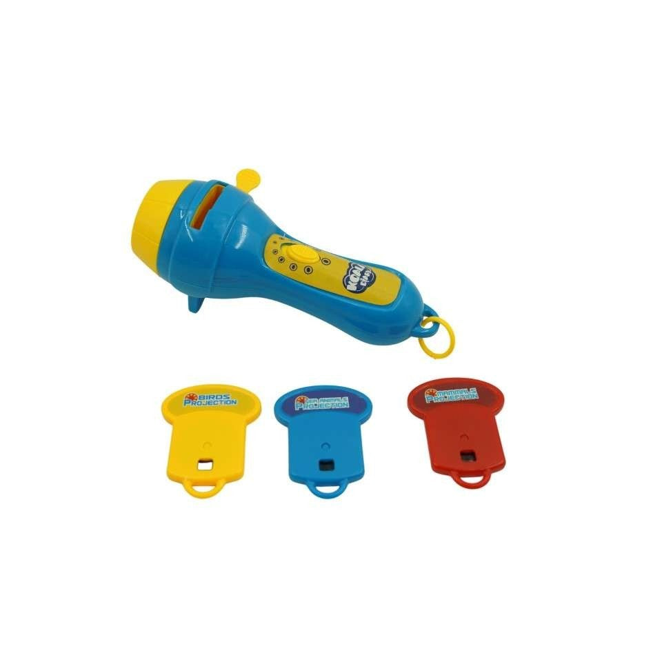 Set jucarie educativa proiector tip lanterna pentru copii, 24 de imagini cu animale, Albastru - vivimall.ro