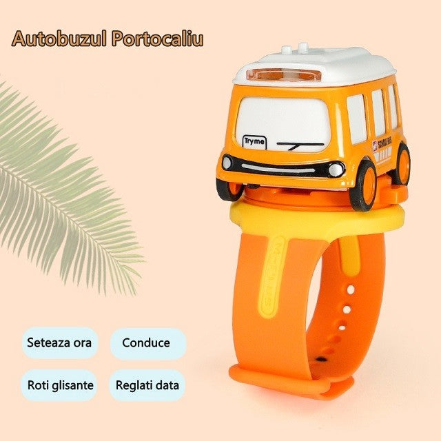 Set jucarie pentru copii, Vivimall, masina-ceas verde si portocalie - vivimall.ro