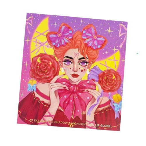 Комплект грим, палитра Kevin&Coco с 57 сенки за очи, хайлайтър и коректор