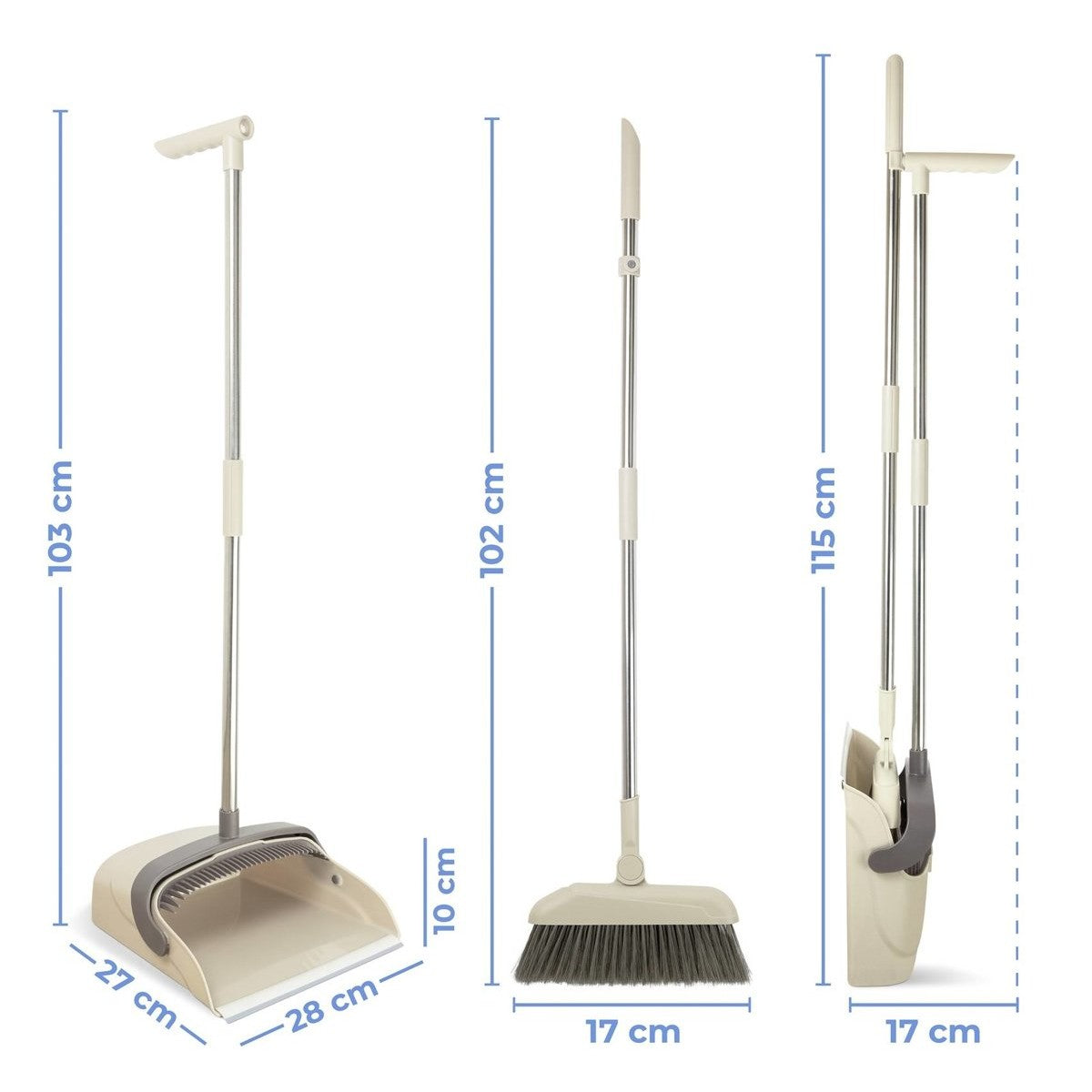 Set matura si faras cu coada, Vivimall, Pentru uz casnic, Plastic/Otel, Maro/Bej, Depozitare verticala, 26x25.5x83 cm - vivimall.ro