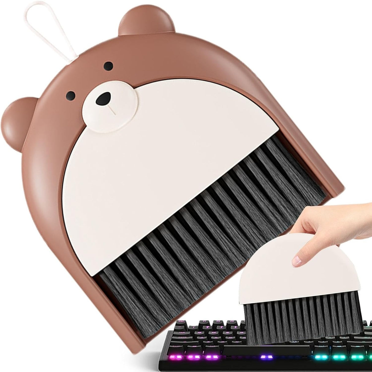 Set Matura si Faras, Vivimall, Pentru Birou, din PP, Model Ursulet, 23.5 x 18 cm, Maro - vivimall.ro